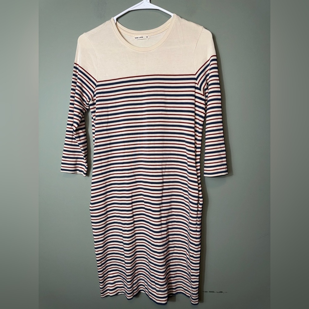 Marine Layer Women’s April Dress Size XS Brick/Vintage Indigo/Antique White